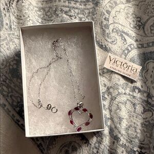 Victoria Townsend Silver Necklace with Pink Heart Pendant